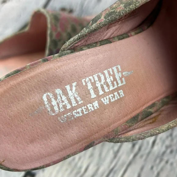 OAK TREE WESTERN WEAR Muti Color Snakeskin Print Leather Low Heel Mules - Picture 10 of 17